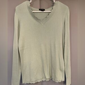Halogen Mint Scalloped V-Neck Sweater